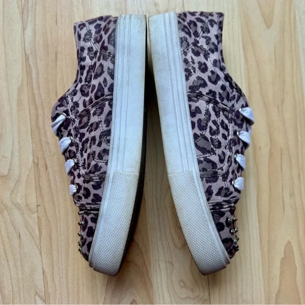 Cherokee Sneakers Platform Leopard Silver Studs Big Kids 6 (W 7.5) Animal Print
